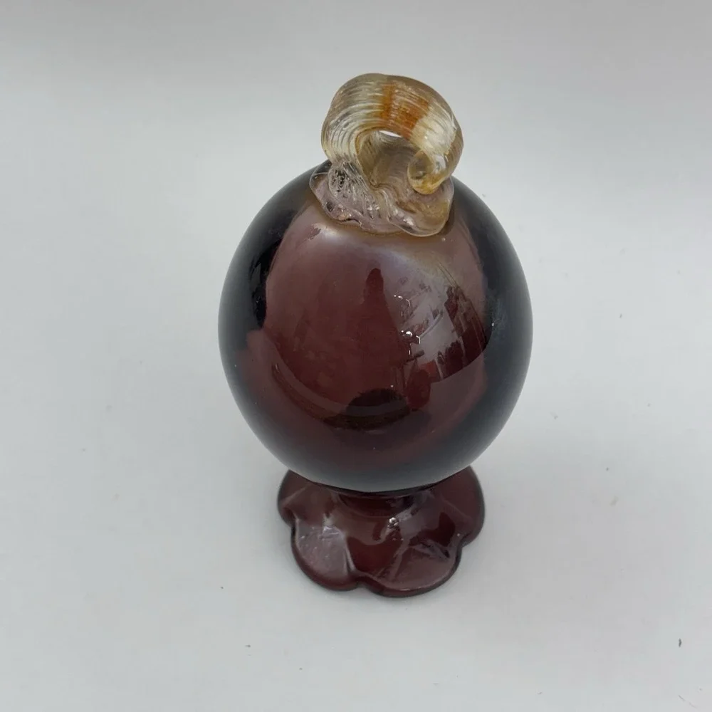 Hand Blown Art Glass Hanging Hummingbird Feeder Purple Amethyst Unique